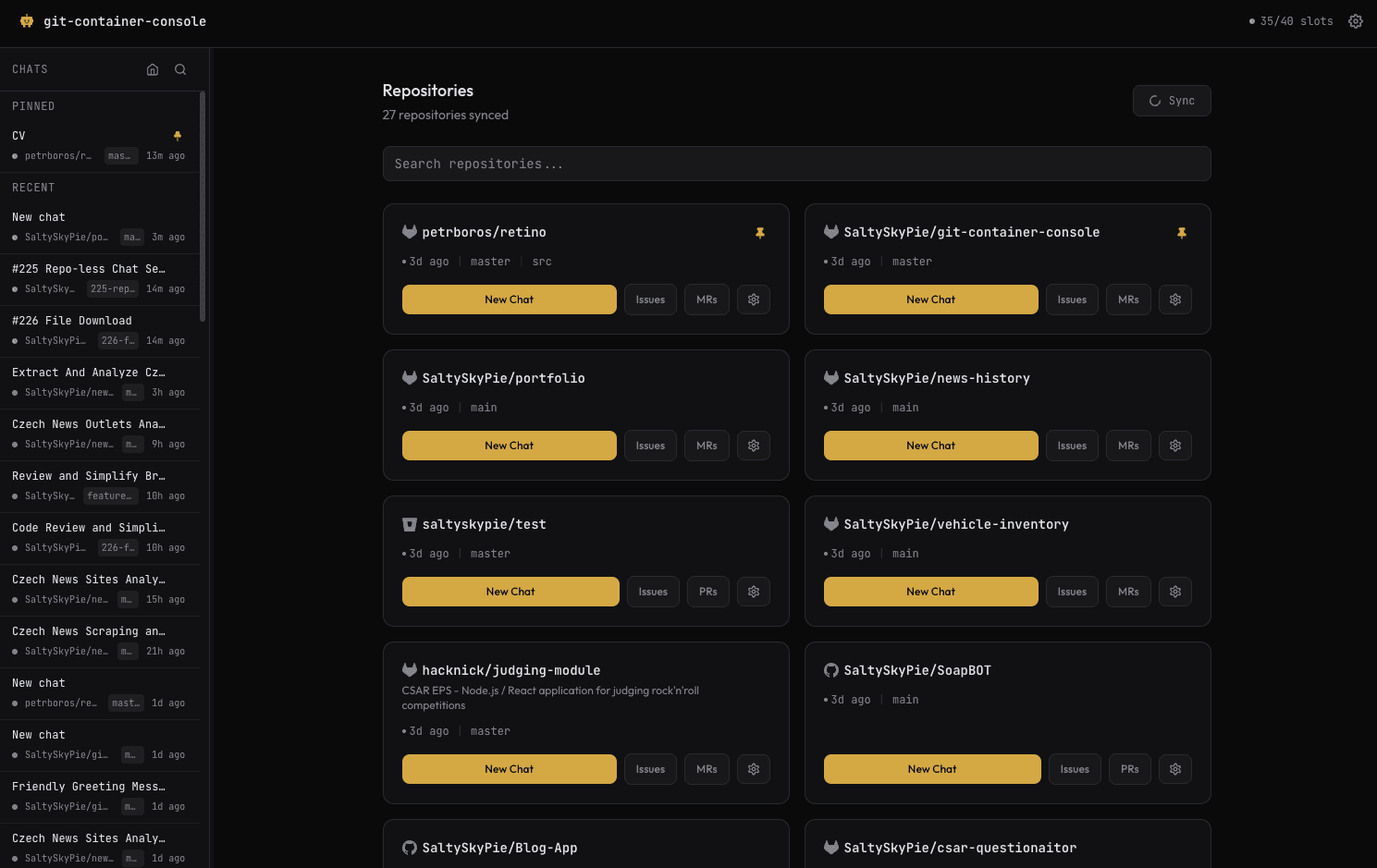 Git Container Console